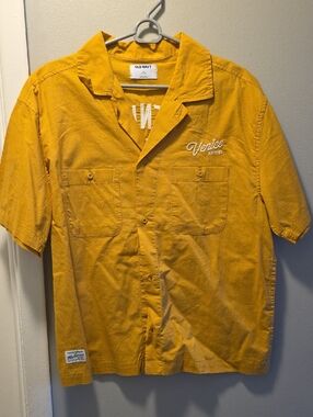 Old Navy Mustard Yellow Short-Sleeve Button-Down Camp Shirt